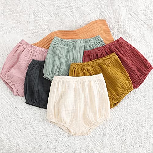 EISHOW Infant Baby Cotton Linen Bloomer 3 Pack Shorts Newborn Toddlers Girls Boys Summer Soft Diaper Cover Underwear Panty