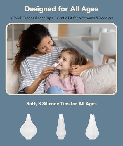 Electric Nasal Aspirator for Babies and Toddlers | Baby Nose Sucker with 3 Suction Levels | Easy-to-Clean Nose Aspirator for Babies | Portable Booger Sucker
