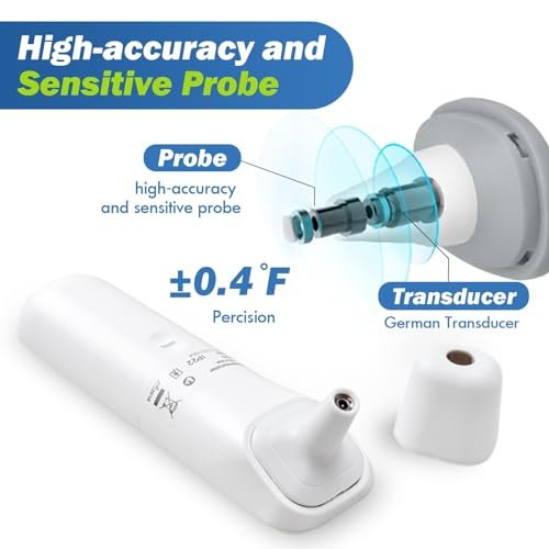 Elera Ear Thermometer for Kids, Baby Thermometer with Forehead and Ear Mode for Adults, Infant, Kids and Toddler, Touchless and 1 Second Reading with Fever Alarm and Mute Function, LCD