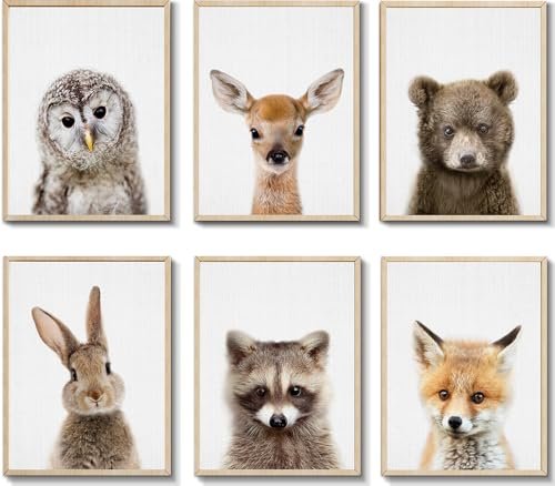 EPHANY Baby Animal Posters and Prints ART - Rabbite Deer Fox Canvas Painting Nursery Pig Wall Art, Piglet Print Wall Art Nordic Picture Kids Room Decoration YMX014 (8"x10"(20x25cm))