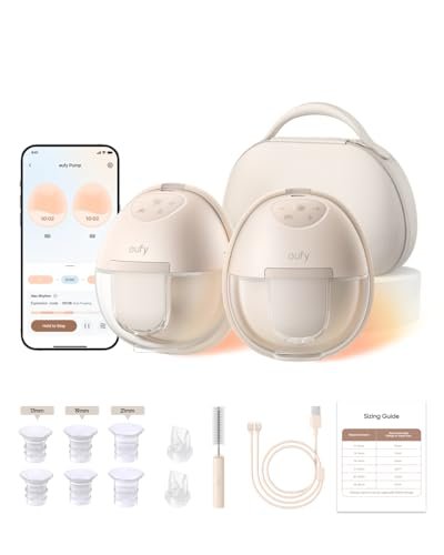 eufy Heated Wearable Breast Pump S1 Pro, Slim Hands-Free Breast Pump with Industry-Leading HeatFlow™ Tech, Wireless Charging Case, App-Controlled OptiRhythm™, Hospital-Grade Suction, in-Bra Use