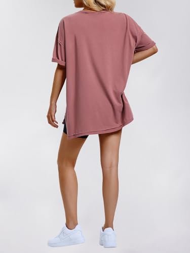 EXLURA Womens Summer Oversized T Shirts 2025 Casual Short Sleeve Loose Maternity Tops Crewneck Tunic Plus Gym Workout Top
