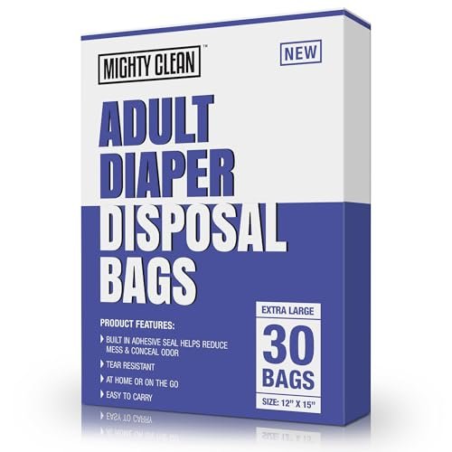 Extra Large Adult Diaper Disposable Bags - 30 Bags | Leak-Proof, Odor Sealing, Tear Resistant | Discreet for Diapers, Incontinence Pads, Sanitary Product Disposal | Durable and Unscented