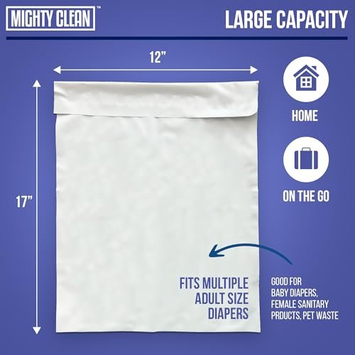 Extra Large Adult Diaper Disposable Bags - 30 Bags | Leak-Proof, Odor Sealing, Tear Resistant | Discreet for Diapers, Incontinence Pads, Sanitary Product Disposal | Durable and Unscented