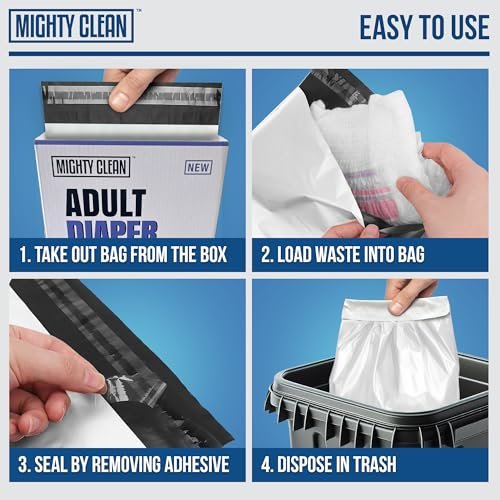 Extra Large Adult Diaper Disposable Bags - 30 Bags | Leak-Proof, Odor Sealing, Tear Resistant | Discreet for Diapers, Incontinence Pads, Sanitary Product Disposal | Durable and Unscented