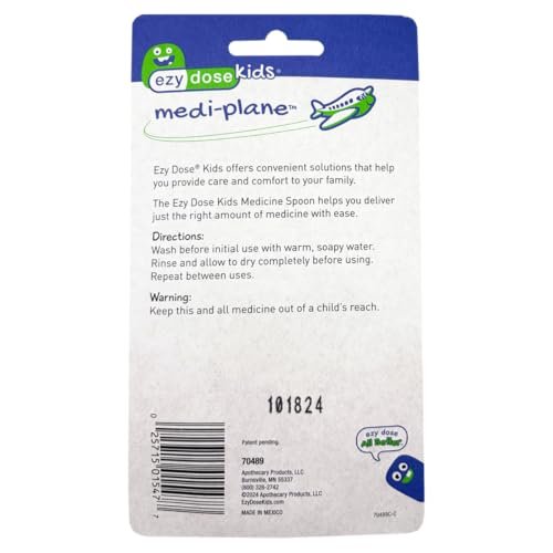 EZY DOSE Kids Medi-Plane Spoon, 10mL, Precise and Accurate Medicine Dosing Spoon for Liquid Medications, BPA-Free, Pediatric Measuring Tool, Travel-Friendly, Ideal for Syrups, Vitamins, Supplements
