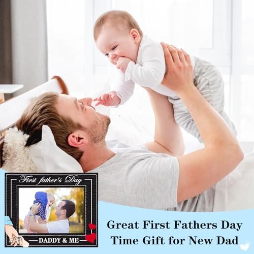 FaCraft First Fathers Day Picture Frame - 6×8 Wood First Fathers Day Gift for New Dad from Daughter Son Baby Wife - Dad to be Gifts for 1st Time Dad, New Father, Boy Girl Baby, Newborn, Nursery Decor