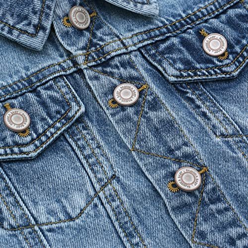 famuka Little Boy Girl White Denim Jacket Unisex Baby Button Down Jeans Coats Cowboy Outerwear