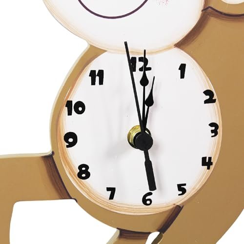 Fantasy Fields Sunny Safari Nursery Clock, Decorative Silent Non-Ticking Kids Wall Clock for Classrooms, Kids Bedrooms, & Playrooms, Monkey Wall Decor, Brown