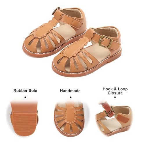 Felix & Flora Toddler Girls Sandals Soft Rubber Princess Flat Shoes Summer Flower Girl Shoes