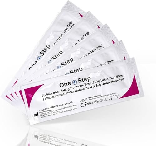Female Fertility Test Strips, 5 Test Pack, Peri Menopausal, Menopause Testing Kit, Home Urine FSH Test