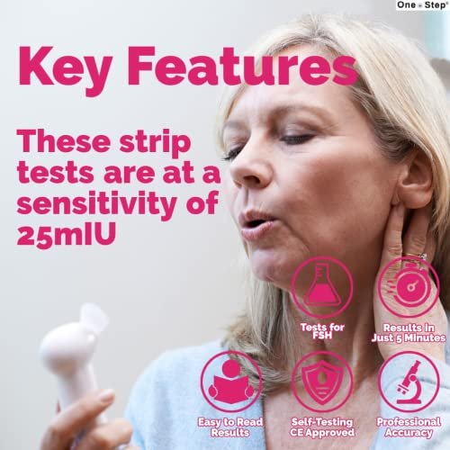 Female Fertility Test Strips, 5 Test Pack, Peri Menopausal, Menopause Testing Kit, Home Urine FSH Test
