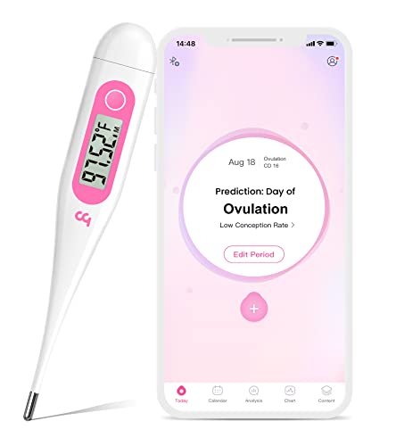 femometer Digital Basal Thermometer, Accurate Baby Thermometer for Fever, 1/100th Degree High-Precision Oral Thermometer for Pregnancy & Natural Family Plan Pink