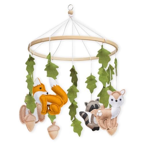 First Landings Baby Mobile for Crib - Forest Animal Nursery Mobiles - Gender Neutral Baby Nursery Decor - Woodland