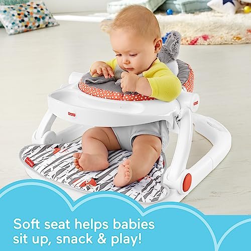 Fisher-Price Portable Baby Chair Premium Sit-Me-Up Floor Seat with Snack Tray, Toy Bar & Plush Washable Seat Pad, Peek-a-Boo Fox