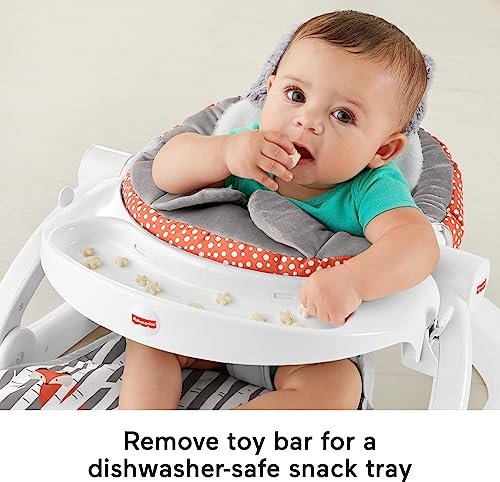 Fisher-Price Portable Baby Chair Premium Sit-Me-Up Floor Seat with Snack Tray, Toy Bar & Plush Washable Seat Pad, Peek-a-Boo Fox