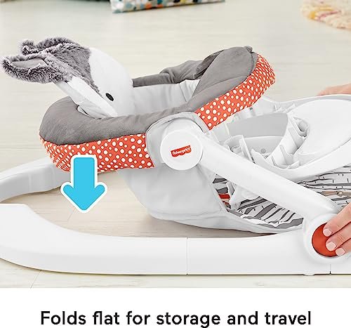 Fisher-Price Portable Baby Chair Premium Sit-Me-Up Floor Seat with Snack Tray, Toy Bar & Plush Washable Seat Pad, Peek-a-Boo Fox