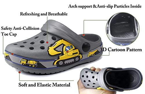 FolHaoth Little Kids Clogs Cute Cartoon Boys Girls Garden Clogs Toddlers Non-Slip Breathable Slides Sandals Children Lightweight Slip-on Beach Pool Shower Slippers