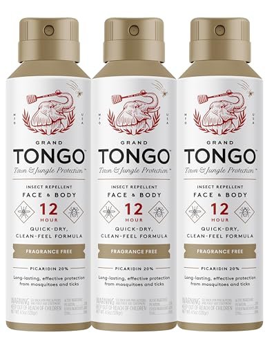Fragrance Free Insect Repellent, 12-Hour Mosquito & Tick Protection, Picaridin-Based, Water-Based, Lightweight, Quick-Drying, DEET Alternative, Face & Body Use, 3 Pack