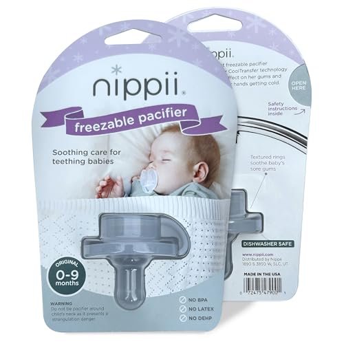 Freezable Pacifier for Baby Teething Relief - Safe Infant Teether with Cooling Effect - Easy to Clean, Medical Grade Soft Silicone - BPA Free - for Babies 0-9 Months - Made in USA