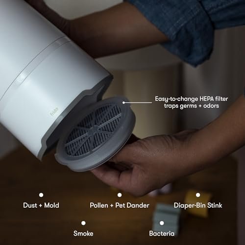 Frida Baby 3-in-1 Baby Air Purifier for Allergy Relief, Sound Machine for Sleeping + Nightlight, HEPA Filter Purifier for Bedroom with 3 Fan Speeds, Easy-Change Filter, Auto-Off Timer