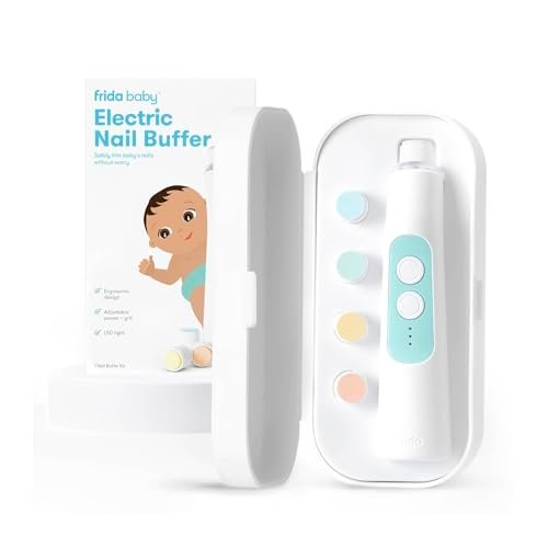 Frida Baby Electric Nail Trimmer, Safe + Easy Electric Nail File Baby Nail Clipper + Nail Trimmer Kit for Newborn, Toddler, or Children's Fingernails/Toenails, 4 Buffer Pads, LED Light, Storage Case