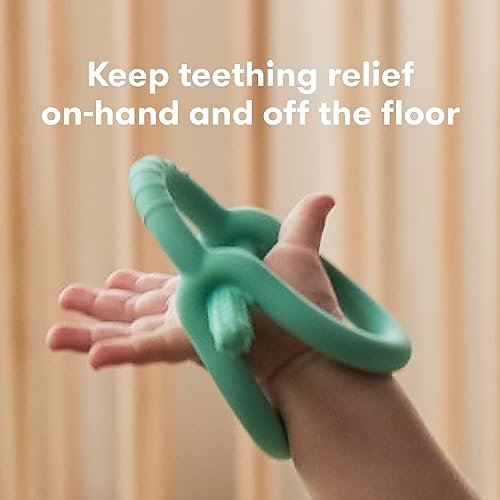 Frida Baby Get-A-Grip BabyTeether for Teething Relief | 100% Food-Grade Silicone Teething Toys for Baby 0-6, 12, 18 Months Infant, BPA-Free, PVC-Free | Teal