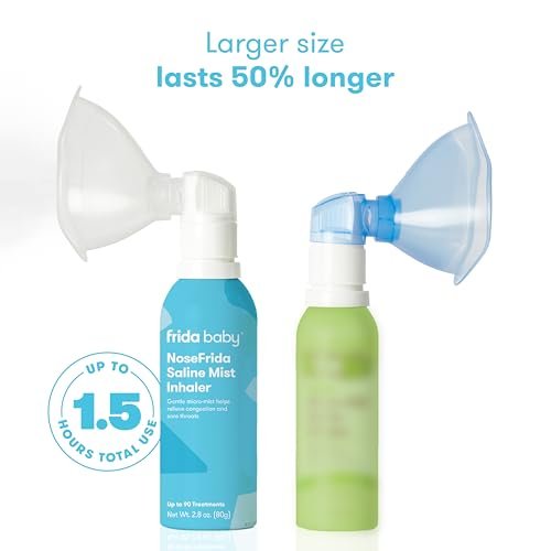 Frida Baby NoseFrida Saline Mist Nasal Inhaler, Decongestant Spray for Congestion & Allergy Relief for Babies + Kids, Nasal Saline Spray, Soothes Stuffy Nose & Sore Throat, Includes Mask, Made in USA