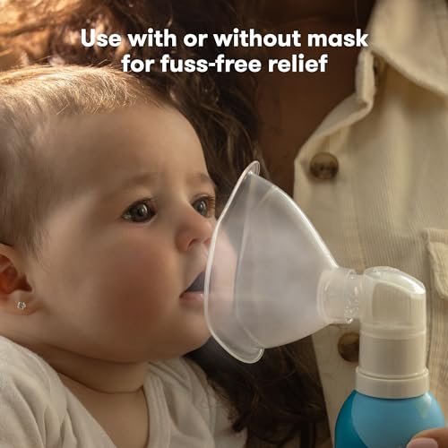 Frida Baby NoseFrida Saline Mist Nasal Inhaler, Decongestant Spray for Congestion & Allergy Relief for Babies + Kids, Nasal Saline Spray, Soothes Stuffy Nose & Sore Throat, Includes Mask, Made in USA