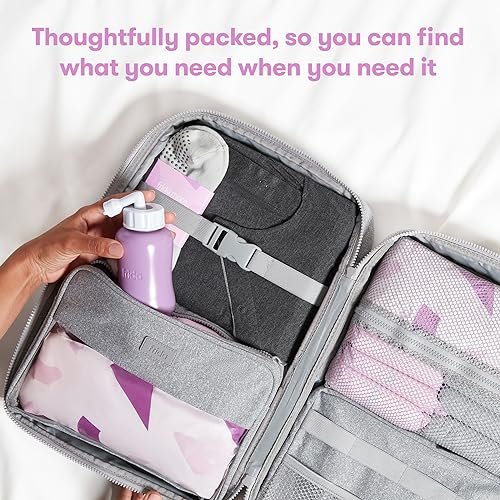 Frida Mom 30pc Pre-Packed Hospital & Diaper Bag Essentials Gift Set, Includes Labor, Postpartum, & Newborn Grooming Kit in One, Easy to Organize with Removable Toiletry Bags, & Suitcase Strap
