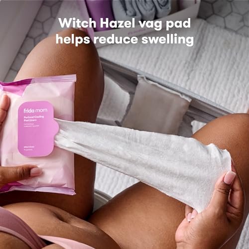 Frida Mom Witch Hazel Perineal Cooling Pad Liners for Postpartum Care, Hospital Bag Essentials for Pain Relief After Birth, Full-Length Medicated Cooling Pad Liners (24ct)