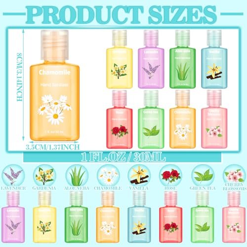 Frienda 24 Pcs Mini Hand Sanitizers Bulk Travel Size Scented Hand Sanitizers 1 Fl oz Lavender Vanilla Assorted Floral Scents for Guest Birthday Baby Shower Bridal Shower Wedding Party Gifts