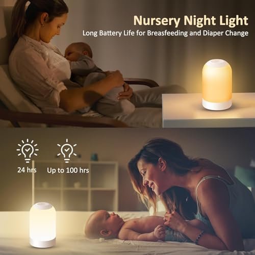G Keni Egg Light for Nursery, Small Tap Night Light Lamp Rechargeable Battery Operated with Timer, Touch Lamp for Kids and Adults, Dimmable Warm Amber Nightlight for Bedroom/Nightstand/Bedside