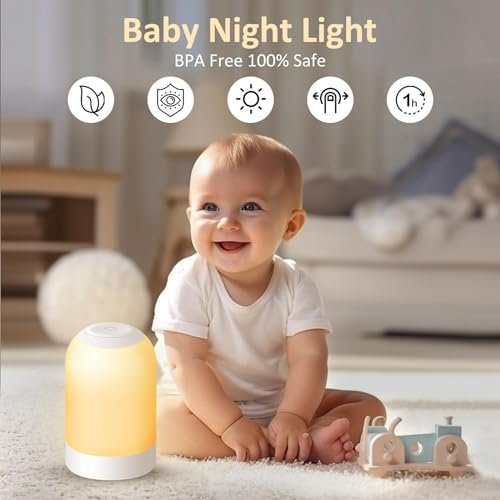 G Keni Egg Light for Nursery, Small Tap Night Light Lamp Rechargeable Battery Operated with Timer, Touch Lamp for Kids and Adults, Dimmable Warm Amber Nightlight for Bedroom/Nightstand/Bedside
