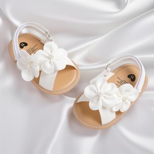 GDSDYM Infant Baby Girls Summer Sandals with Flower Bowknot Soft Sole Wedding Dress Flats Newborn First Walkers Crib Dress Shoes