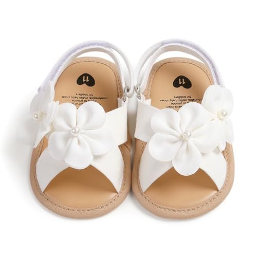 GDSDYM Infant Baby Girls Summer Sandals with Flower Bowknot Soft Sole Wedding Dress Flats Newborn First Walkers Crib Dress Shoes