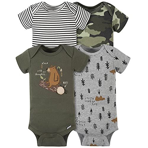 Gerber Baby Boys' 4-Pack Short Sleeve Onesies Bodysuits