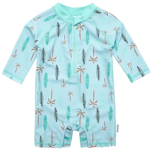 Gerber Boys' Toddler Long Sleeve One Piece Sun Protection Rashguard Swimsuit