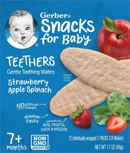 Gerber Snacks for Baby Teethers, Strawberry Apple Spinach, 1.7 oz Box (12 Pack)