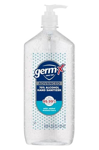 Germ-X Advanced Hand Sanitizer, Non-Drying Moisturizing Clear Gel, Instant and No Rinse Formula, Large Family Size Pump Bottle, 34 Fl Oz (1 Liter)