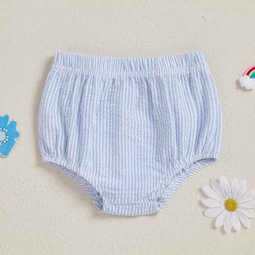 GOOCHEER Baby Boy First Birthday Outfit Summer 1 Cake Duck Striped Bubble Shorts Diaper Cover Bloomers Clothes