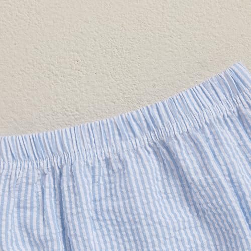 GOOCHEER Baby Boy First Birthday Outfit Summer 1 Cake Duck Striped Bubble Shorts Diaper Cover Bloomers Clothes