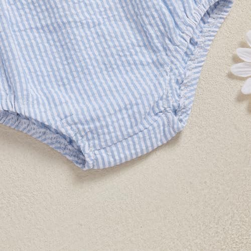 GOOCHEER Baby Boy First Birthday Outfit Summer 1 Cake Duck Striped Bubble Shorts Diaper Cover Bloomers Clothes