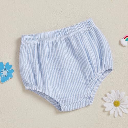 GOOCHEER Baby Boy First Birthday Outfit Summer 1 Cake Duck Striped Bubble Shorts Diaper Cover Bloomers Clothes