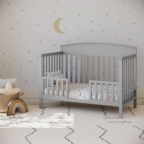 Graco Benton 5-in-1 Convertible Crib (Pebble Gray) – GREENGUARD Gold Certified, Converts from Baby Crib to Toddler Bed, Daybed and Full-Size Bed