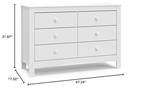 Graco Noah 6 Drawer Bedroom Dresser (White) – GREENGUARD Gold Certified Nursery Dresser for Kids Bedroom