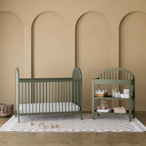 Graco Olivia Convertible Crib (Olive) – GREENGUARD Gold Certified, 100% Solid Wood, Fits Standard Crib Mattress, Converts to Toddler Bed and Daybed, 4 Adjustable Mattress Heights