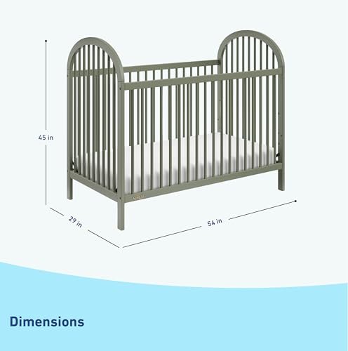 Graco Olivia Convertible Crib (Olive) – GREENGUARD Gold Certified, 100% Solid Wood, Fits Standard Crib Mattress, Converts to Toddler Bed and Daybed, 4 Adjustable Mattress Heights