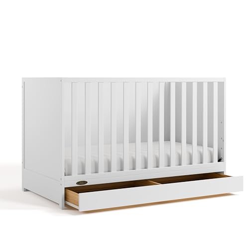 Graco Theo 3-in-1 Convertible Crib with Storage Drawer (White) – GREENGUARD Gold Certified Baby Crib Crafted from Wood, Converts to Toddler Bed, Daybed, and Full-Size Bed