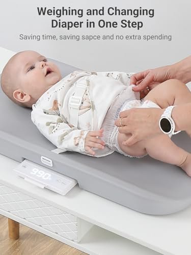 GROWNSY Smart Baby Scale, Cozy Baby Scale with Removable Safety Strap, Baby Ergonomic Design, Non-Slip, Comfortable,White